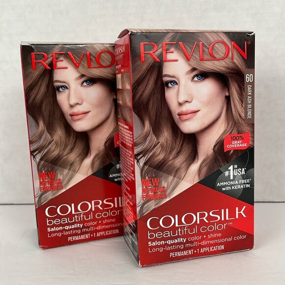 Revlon Colorsilk Hair Color Permanent Dye Keratin 60 Dark Ash Blonde Lot of 2 - Picture 1 of 6